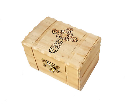 Celtic Cross Small Wooden Box Wooden Latched Gift Box