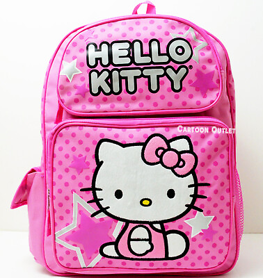 #ad Sanrio Hello Kitty School Backpack 12quot; Small Stars Canvas Pink GIRL Canvas New