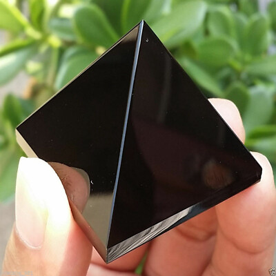 #ad Natural Black Obsidian Quartz Crystal Pyramid Healing Orgone Energy Stone Tower