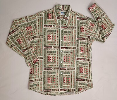 #ad #ad Awesome Vintage 70s Men#x27;s Shirt With Tiki Egyptianesque Patterns.