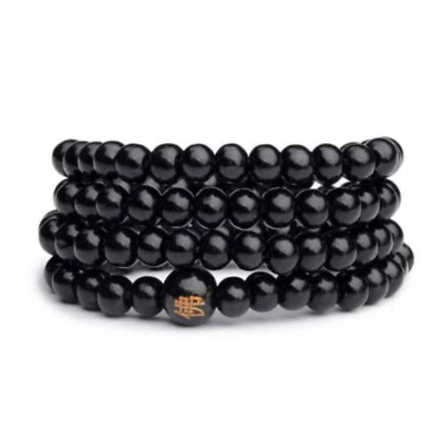#ad Stretch Wrap Mala Bracelet 108 6mm Buddha Bead Black Wood Buddhist Prayer Beads