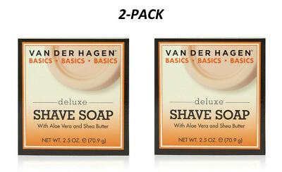 #ad Van Der Hagen Deluxe Shave Soap 2.5 oz Hypoallergenic Shea Butter 2 Pack