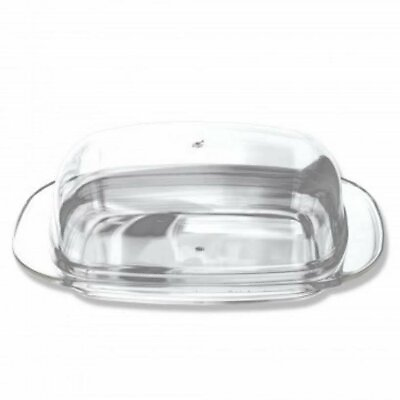 Large Clear Acrylic Covered Double Wide Butter Serving Storage Dish Tray w Lid