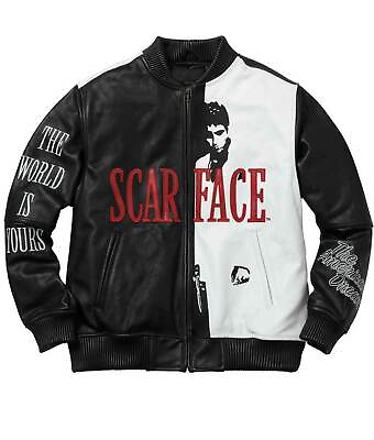 Men#x27;s Scarface Tony Montana Al Pacino Real Genuine Leather Jacket