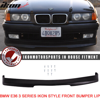 #ad Fits 92 98 BMW E36 3 Series Front Bumper Lip Spoiler IKON Style Unpainted PU