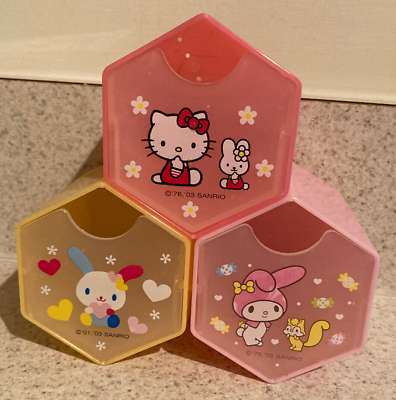 2003 Hello Kitty Usahana My Melody Hexagon 3 Drawer Set Sanrio Store Exclusive