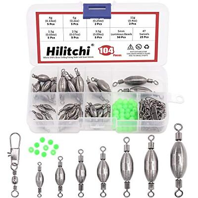 Hilitchi Brass Fishing Weights Trolling Fishing Sinker with Inner Swiv