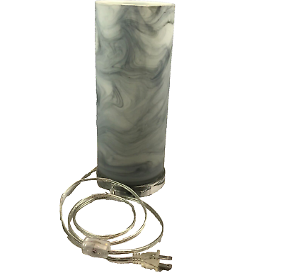 #ad 13 Inch Portable Luminaire with Classic Gray and White Swirl Opaque Glass Shade