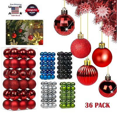 36Pcs Christmas Balls Shatterproof Xmas Tree Ornaments Hanging Balls Decor USA