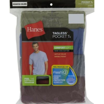 Hanes Men#x27;s FreshIQ® ComfortSoft® Dyed Tees With Wicking Pocket T Shirts 4 Pack