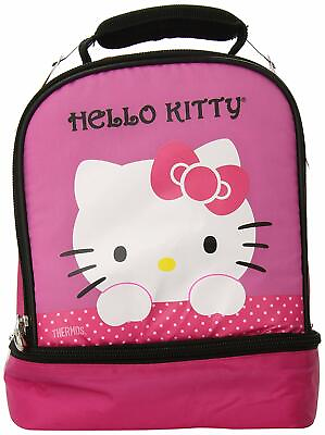 #ad Thermos Lunch Kit Bag Hello Kitty Girls Kids Pink Dual Compartment Insulated