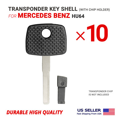 #ad 10X Transponder Key Shell Case For Mercedes With Blade HU64 With Chip Holder