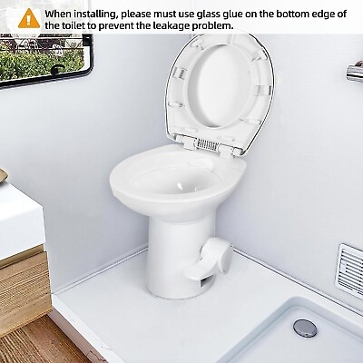 White RV Toilet with Sprayer Porcelain Bowl Pedal Flush Gravity Flush Toilet