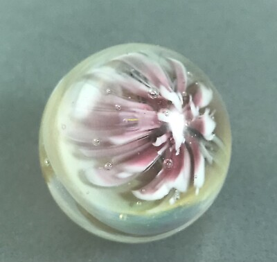 Handmade Glass Marble 1” Polar Vortex Floral Sara Sally LaGrand