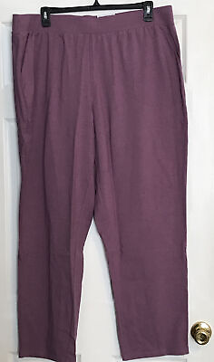 Croft Barrow Easy Knit Straight Pant Mid Rise Plus 2X Violet Purple NWT