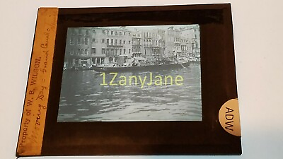 #ad Glass Magic Lantern Slide ADW MOVING DAY GRAND CANAL VENICE ITALY