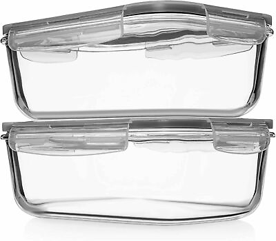 Razab Large Glass Food Storage Container with Airtight Lid 63 Oz Set of 2