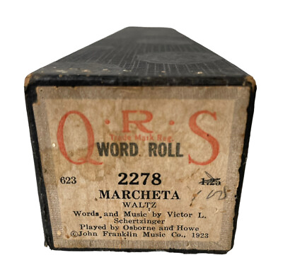 #ad QRS Player Piano Roll 2278 MARCHETA Waltz Antique Roll In Box