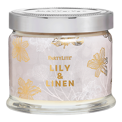 #ad Partylite LILY amp; LINEN SIGNATURE 3 wick JAR CANDLE BRAND NEW