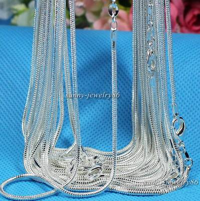 #ad Wholesale 10pcs 925 Sterling Solid Silver Plt 1mm Snake Chain Necklace 16 30inch
