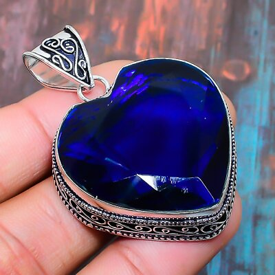 London Blue Topaz Gemstone Handmade Gift Jewelry Pendant 1.97quot; u846