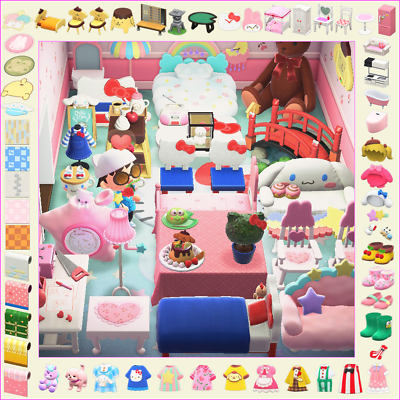 SANRIO HELLO KITTY and CUTE furniture 80 items Animal Crossing:New Horizons