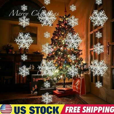 30 60 90Pcs Christmas Tree Snowflake Decor White Ornaments Home Party Xmas Decor