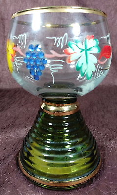 Vintage REUGE Swiss Music Drinking Glass Hand Painted 6quot; Tall