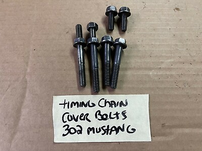 #ad 87 93 Ford Mustang Factory Timing Chain Cover amp; Timing Pointer Bolts Set 302 351