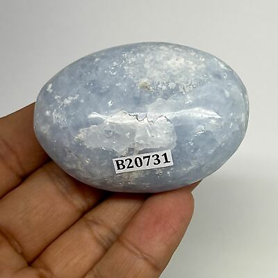 #ad 88.7g 2.2quot;x1.6quot;x1quot; Blue Calcite Small Palm Stone Tumbled @Madagascar B20731