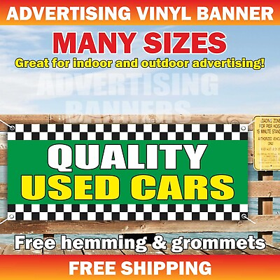 #ad QUALITY USED CARS Advertising Banner Vinyl Mesh Sign dealer auto service credit