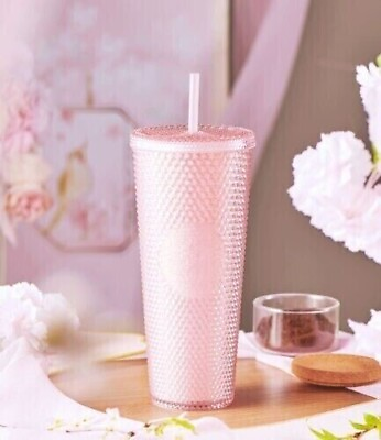 #ad New 2024 Starbucks China Sakura Pink Glitter Studded Cold Cup Tumbler 24oz