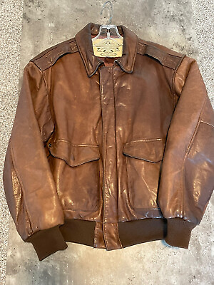 Vintage 90s Banana Republic Leather Flight Bomber Jacket Size 38 Brown