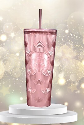#ad New Starbucks 2023 Fall Shimmer Pink Mermaid Cold Cup Tumbler 24oz Venti