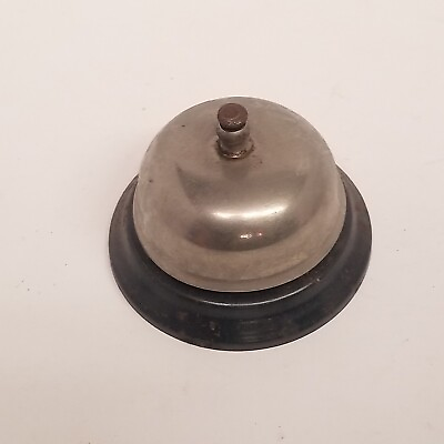 #ad Vintage 3quot; Metal Round Desktop Service Bell Tested Working