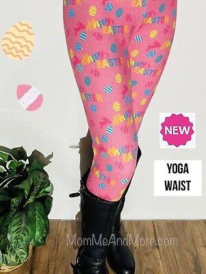 #ad NEW TC Womens Happy Easter Pink Leggings YOGA WAIST soft as Lularoe