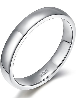 Solid .925 Sterling Silver Wedding Band Ring For Men And Women Multiple Sizes