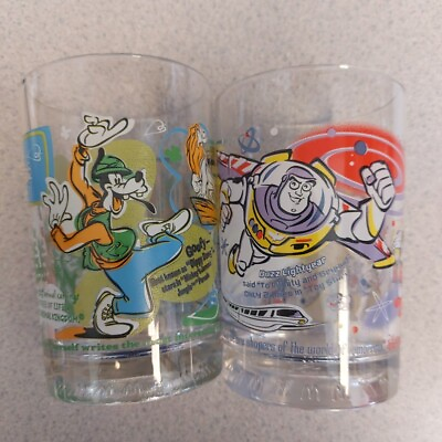 #ad Vintage Set Of 2 Mickey Buzz Goofy McDonalds Disney 100 Years Magic Glasses