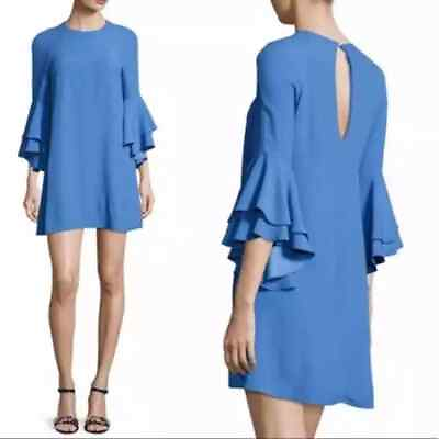 #ad ALEXIS Blue Bell Sleeve Melany Ruffle Sleeve Mini Dress Size L