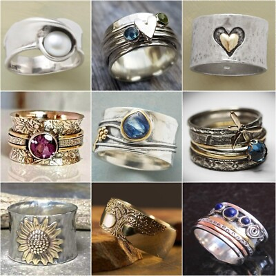 Fashion 925 Silver Handmade Turquoise Ring Women Wedding Jewelry Gift Size 6 13