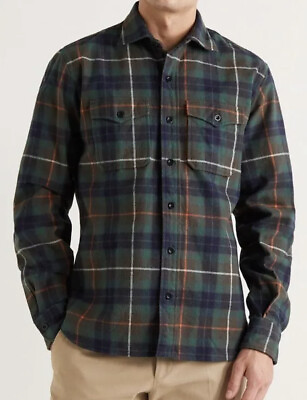 Sid Mashburn L105610 Mens Green CPO Cotton Plaid Shirt Jacket Size XL