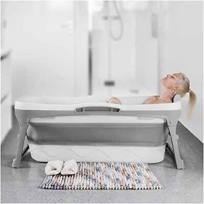#ad Portable Bathtub for Adult Large 56#x27;in Foldable Collapsible tub