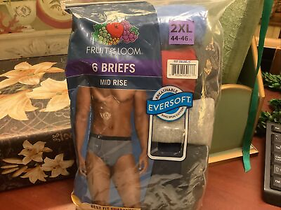 #ad NEW Fruit Of The Loom 5 Briefs Mid Rise Size 2XL 44 46 Multi Colors FREE SHIP