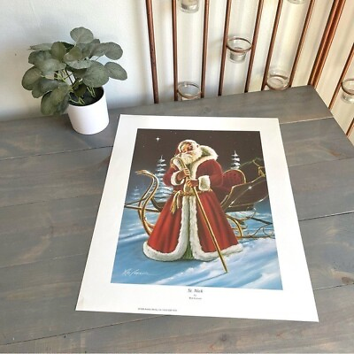 #ad Vintage 1999 Ron Iverson St. Nick Christmas Santa Claus Print Artistic Works