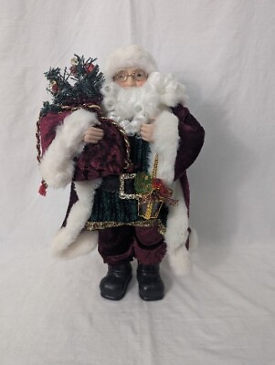 #ad Vintage Christmas Santa Claus Free Standing Face Boots 18quot;