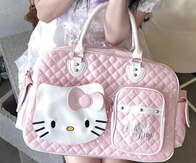 #ad Hello kitty Crossbody bag women sanrio Pink With Bow NEW Leather Hand Bag XL