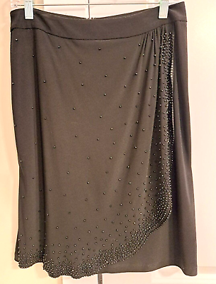 #ad Women#x27;s Onyx Nite Black Skirt Beaded Wrap Front Size M New with tags