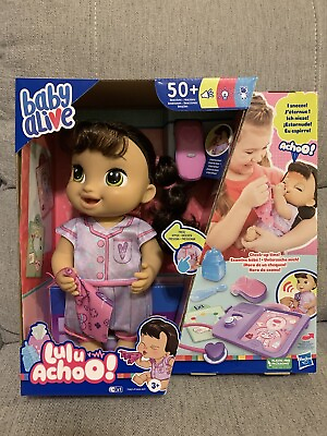 #ad Baby Alive Lulu Achoo Baby Doll Interactive Play Doll Brown Hair Pretend Doctor