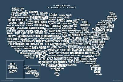 #ad MOVIE MAP OF THE USA POSTER 24x36 11710