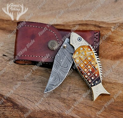 #ad Unique Handmade Damascus Folding Pocket Knife Personalized Gift for Any Occasion